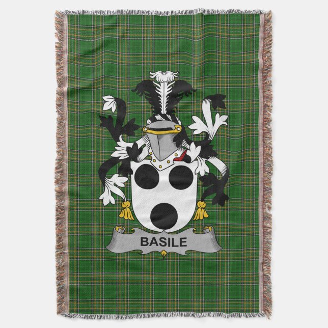  Irish Basile Coat of Arms Family Crest Ireland Throw Blanket (Front Vertical)