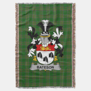 Irish Bateson Coat of Arms Family Crest Ireland Throw Blanket
