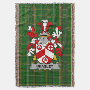 Irish Beasley Coat of Arms Family Crest Ireland Throw Blanket