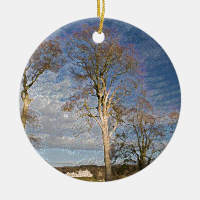 Irish Beech Trees Ceramic Ornament (Front)