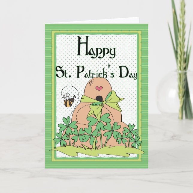Irish Beehive w Bees Happy St. Patrick's Day Card (Front)