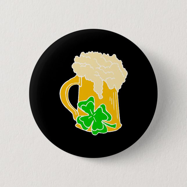 Irish Beer and Shamrock 2 Inch Round Button (Front)