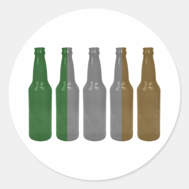 Irish Beer Bottles Classic Round Sticker (Front)