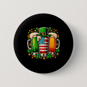 Irish Beer Ireland American Flag St Patrick's Day 2 Inch Round Button