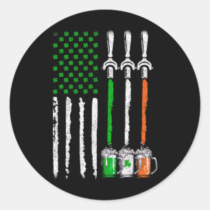 Irish Beer Ireland American Flag St Patricks Day M Classic Round Sticker