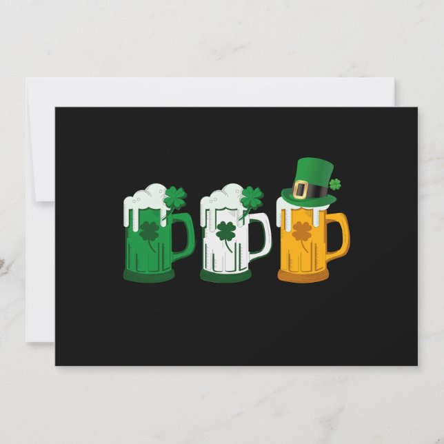 Irish Beer Ireland Flag St Patricks Day Leprechaun Holiday Card (Front)