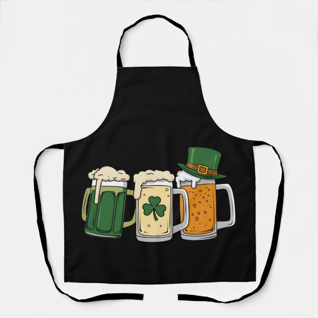 Irish Beer Ireland Flag St Patrick's Day Shamrock Apron (Front)