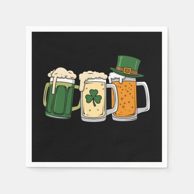 Irish Beer Ireland Flag St Patrick's Day Shamrock Napkin (Front)
