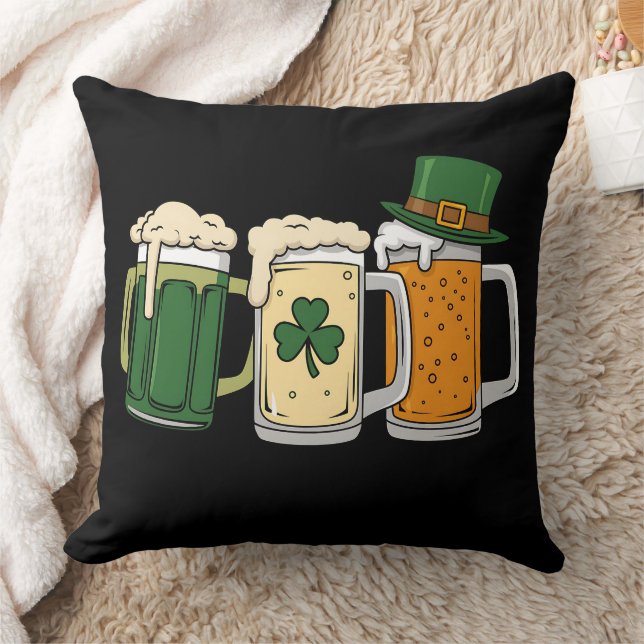Irish Beer Ireland Flag St Patrick's Day Shamrock Throw Pillow (Blanket)
