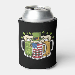 Irish Beer Ireland USA American Flag St Patrick's  Can Cooler