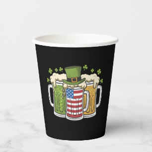 Irish Beer Ireland USA American Flag St Patrick's Paper Cups
