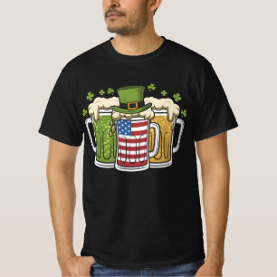 Irish Beer Ireland USA American Flag St Patrick's T-Shirt