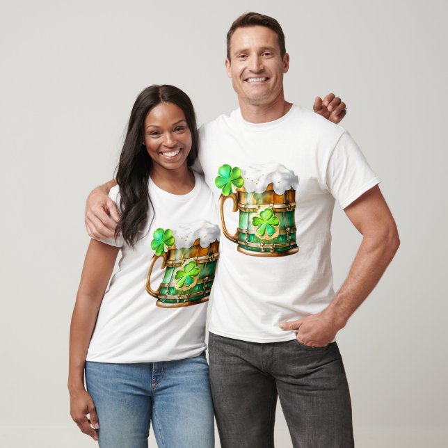Irish beer lucky shamrock clover 3D Sláinte T-Shirt (Unisex)