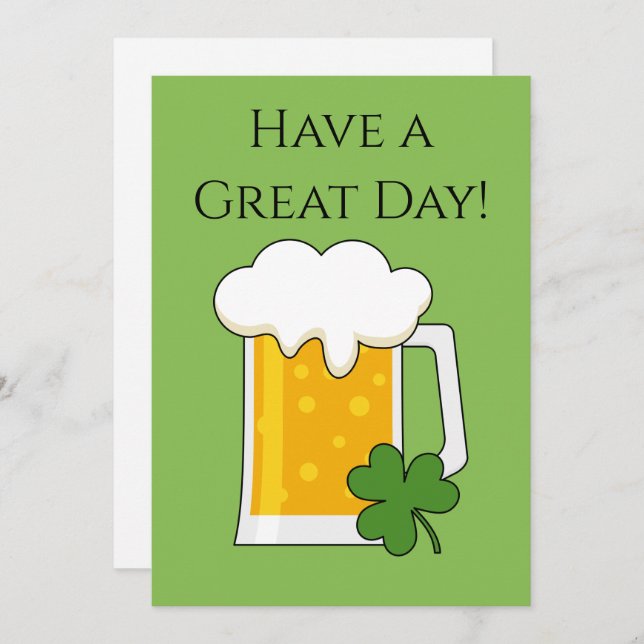Irish Beer Mug with Shamrock Clover | Personalize Holiday Card (Front/Back)