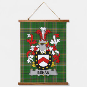Irish Behan Coat of Arms Family Crest Hanging Tapestry