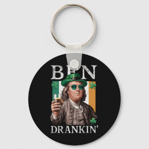 Irish Ben Drankin Beer - St Pattys Men And Women 5 Keychain