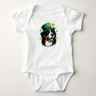 Irish Bernese Dog Leprechaun Hat St Patricks Day Baby Bodysuit