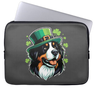 Irish Bernese Dog Leprechaun Hat St Patricks Day Laptop Sleeve