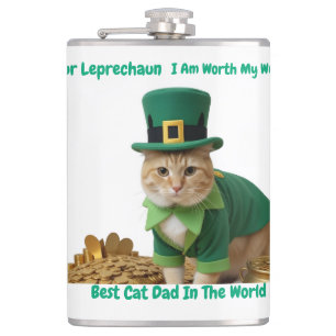 Irish Best Cat Dad in the World Hip Flask
