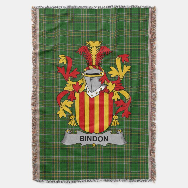  Irish Bindon Coat of Arms Family Crest Ireland Throw Blanket (Front Vertical)