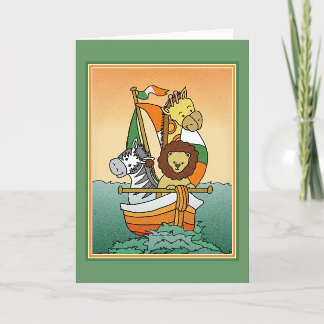 Irish Birth Announcement Animal Voyage Template (Front)