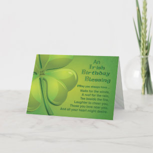 Irish Birthday Blessings, Green Celtic Shamrock Card