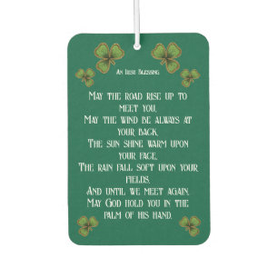 Irish Blessing and Shamrocks Green Typography Air Freshener