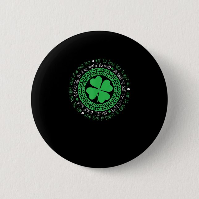 Irish Blessing Celtic Knot 4 Leaf Clover - St. Pat 2 Inch Round Button (Front)