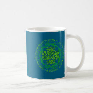 Irish Blessing Celtic Knot &amp; 4-leaf Clover Luc Coffee Mug