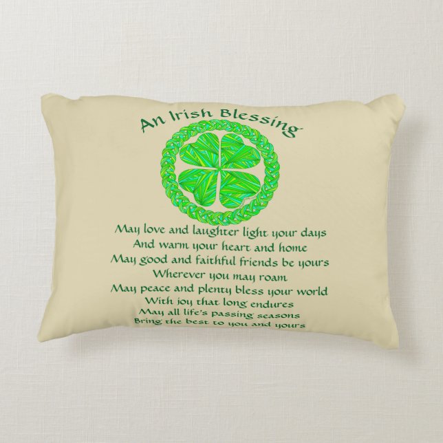Irish Blessing Celtic Shamrock Decorative Pillow (Back)