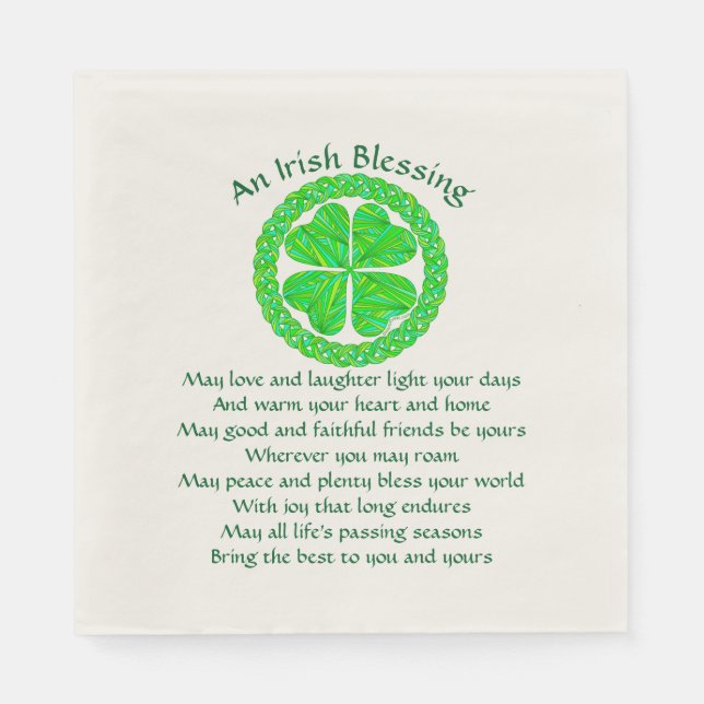 Irish Blessing Celtic Shamrock Party Medium Napkin (Front)