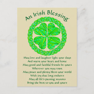 Irish Blessing Celtic Shamrock Postcard