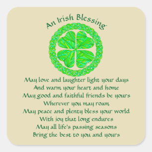 Irish Blessing Celtic Shamrock Square Sticker