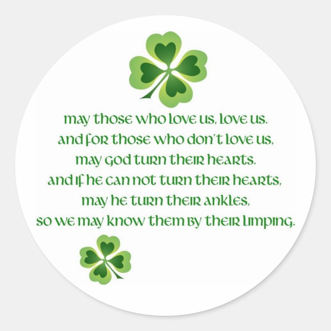 Irish Blessing Classic Round Sticker (Front)
