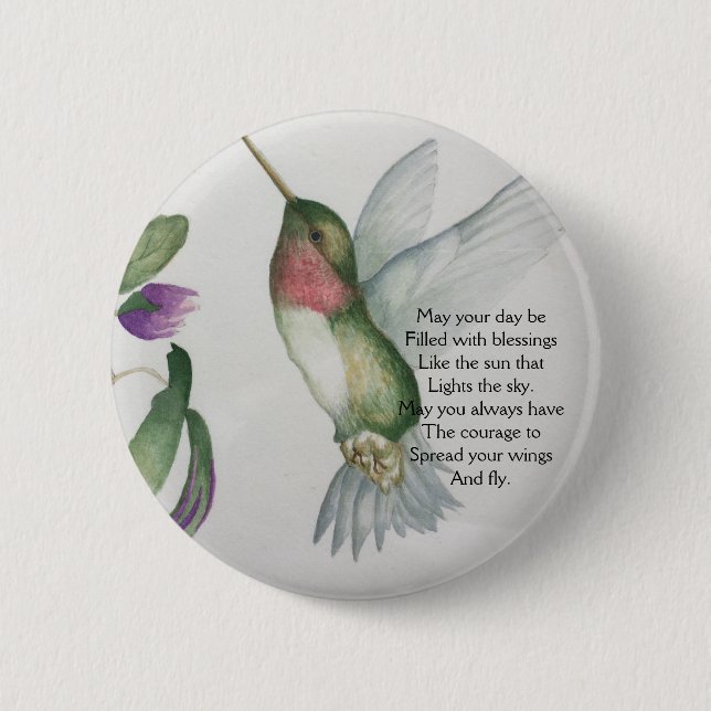 Irish Blessing Courage Pretty Bird Garden 2 Inch Round Button (Front)