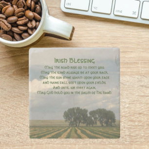 Irish Blessing Farmland Landscape Stone Coaster