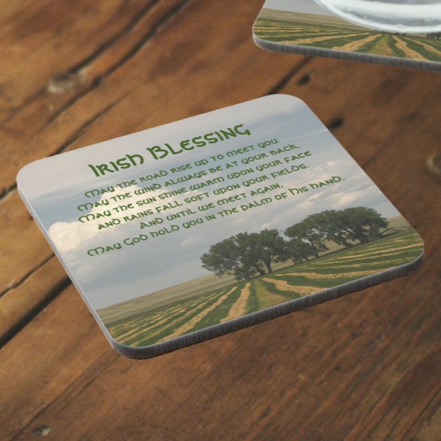 Irish Blessing Farmland Photo Coaster (In Situ Angled)