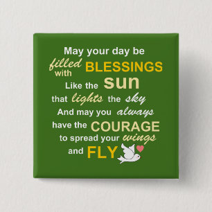 Irish Blessing for Courage - Typography in Green 2 Inch Square Button