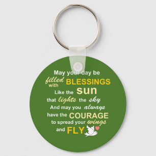 Irish Blessing for Courage - Typography in Green Keychain