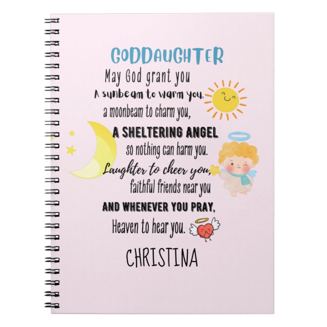Irish Blessing for Goddaughter Teen or Child Named Notebook (Front)