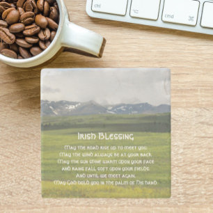 Irish Blessing Green Valley Landscape Stone Coaster