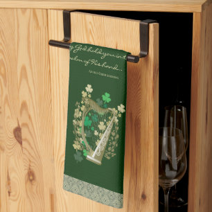 Irish Blessing Harp & Shamrocks  Kitchen Towel