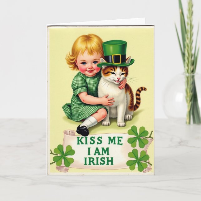 Irish Blessing Kitten Friend Card (Front)