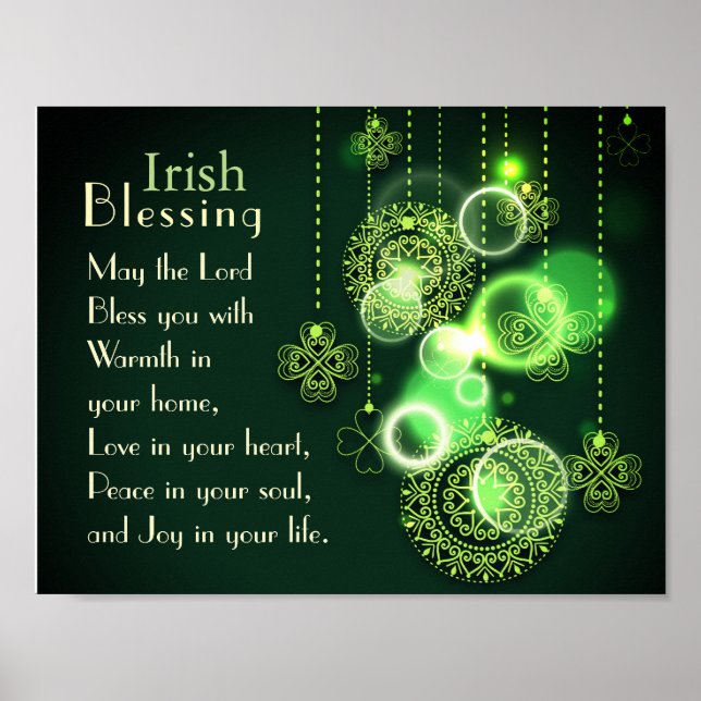 Irish Blessing Love in your heart, Shamrock Design Poster (Front)