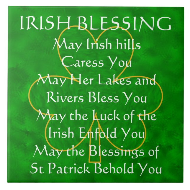 Irish Blessing - "May the Irish Hills Caress You" Tile (Front)