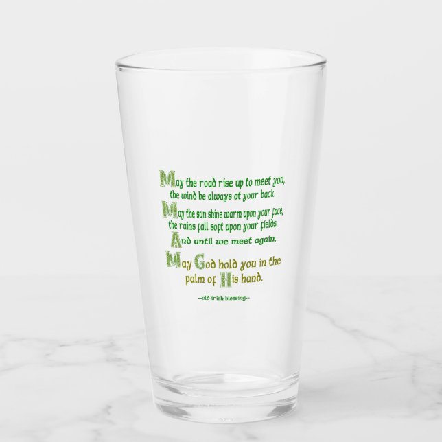 Irish Blessing May the Road Rise to Meet You Glass (Front)