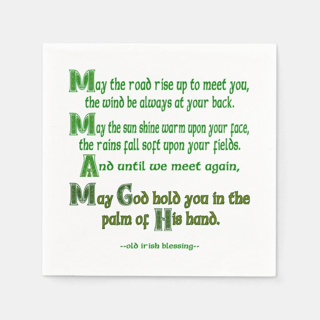 Irish Blessing May the Road Rise to Meet You Napkin (Front)