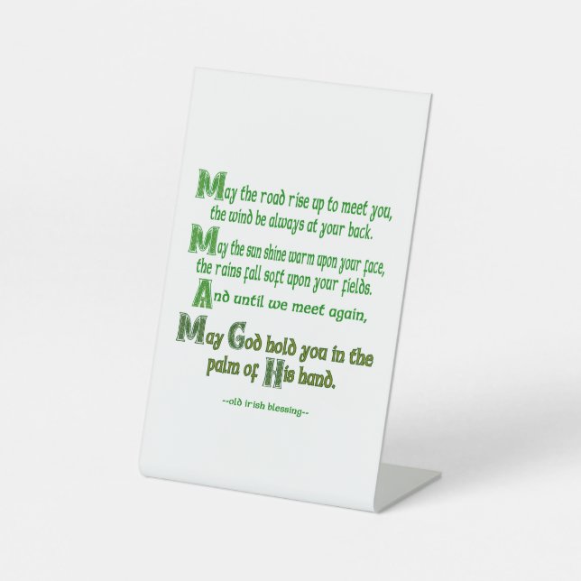 Irish Blessing May the Road Rise to Meet You Pedestal Sign (Front)