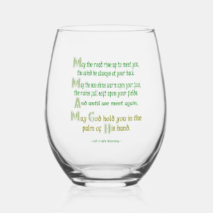 Irish Blessing May the Road Rise to Meet You Stemless Wine Glass
