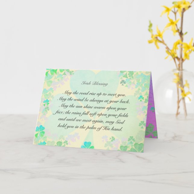 Irish Blessing "May the road rise up to meet you" Card (Yellow Flower)